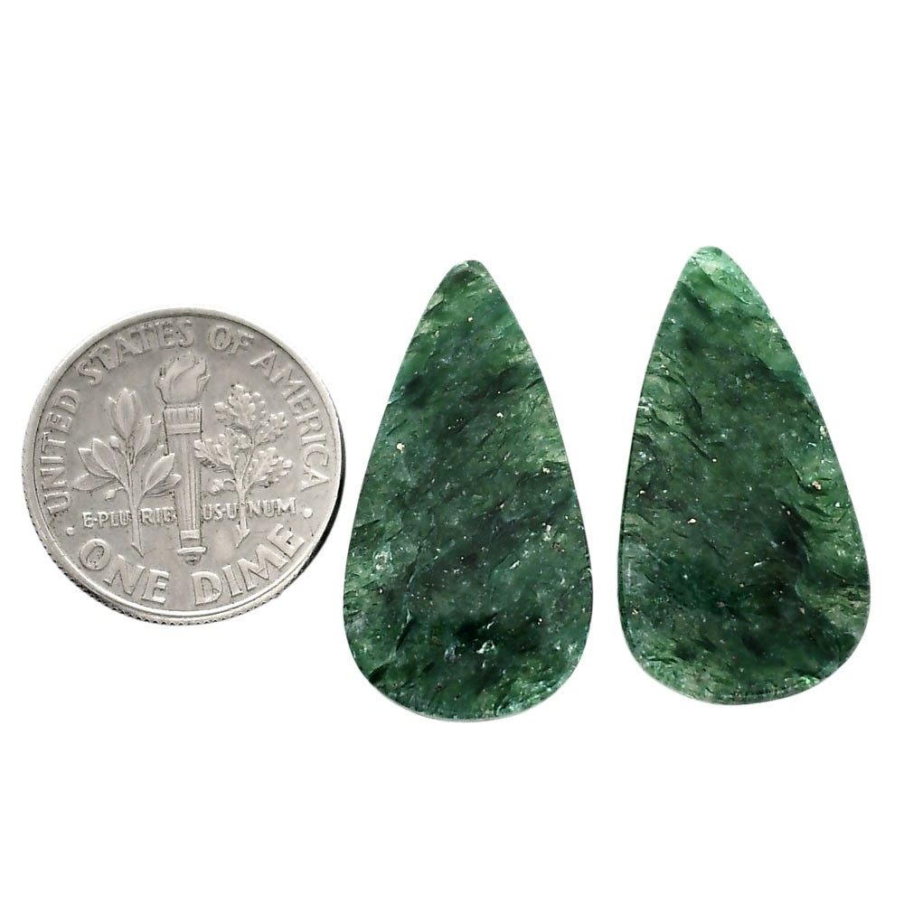Natural Green Aventurine Pair 14×25.5×4 mm Pear Polished Gemstone LS76-04784