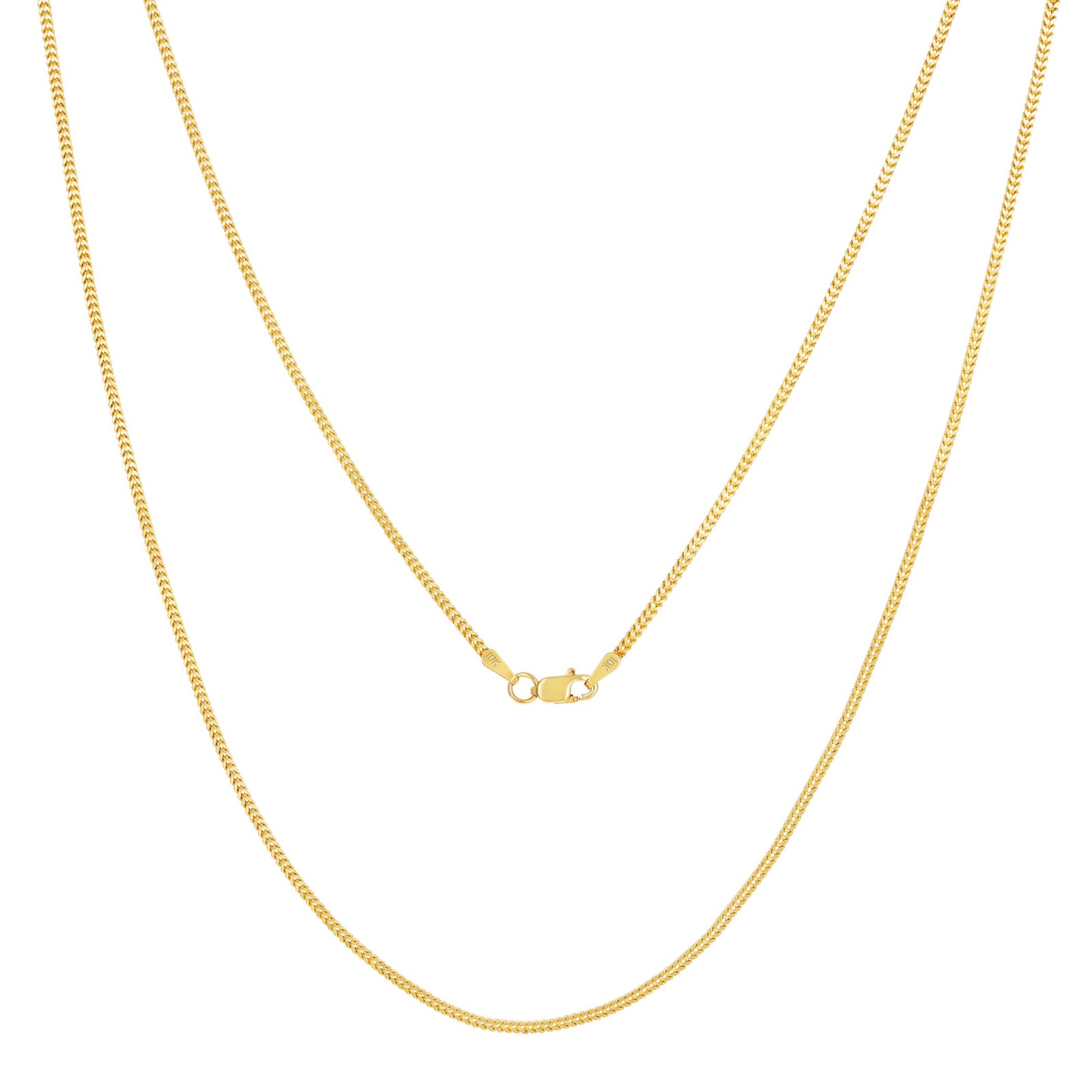 10K Yellow Gold 1.5mm Franco Box Wheat Foxtail Chain Necklace Mens Women 16″-30″
