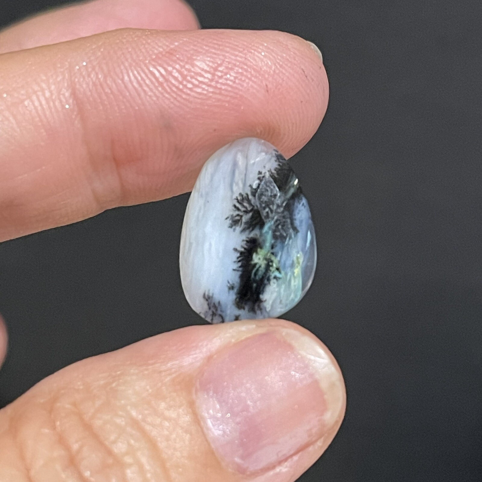 6.25ct 18.3×13.3×4.3mm Picture Like Blue Peruvian Rose Cut Opal Cabochon Gem