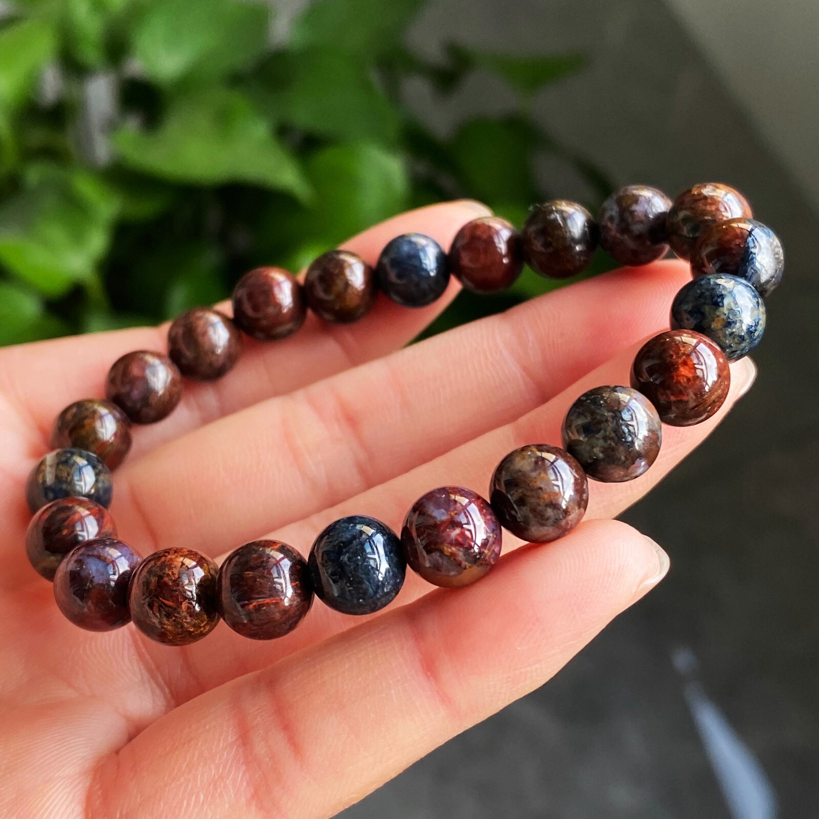8.7mm Natural Color Pietersite Namibia Gemstone Beads Bracelet Z56