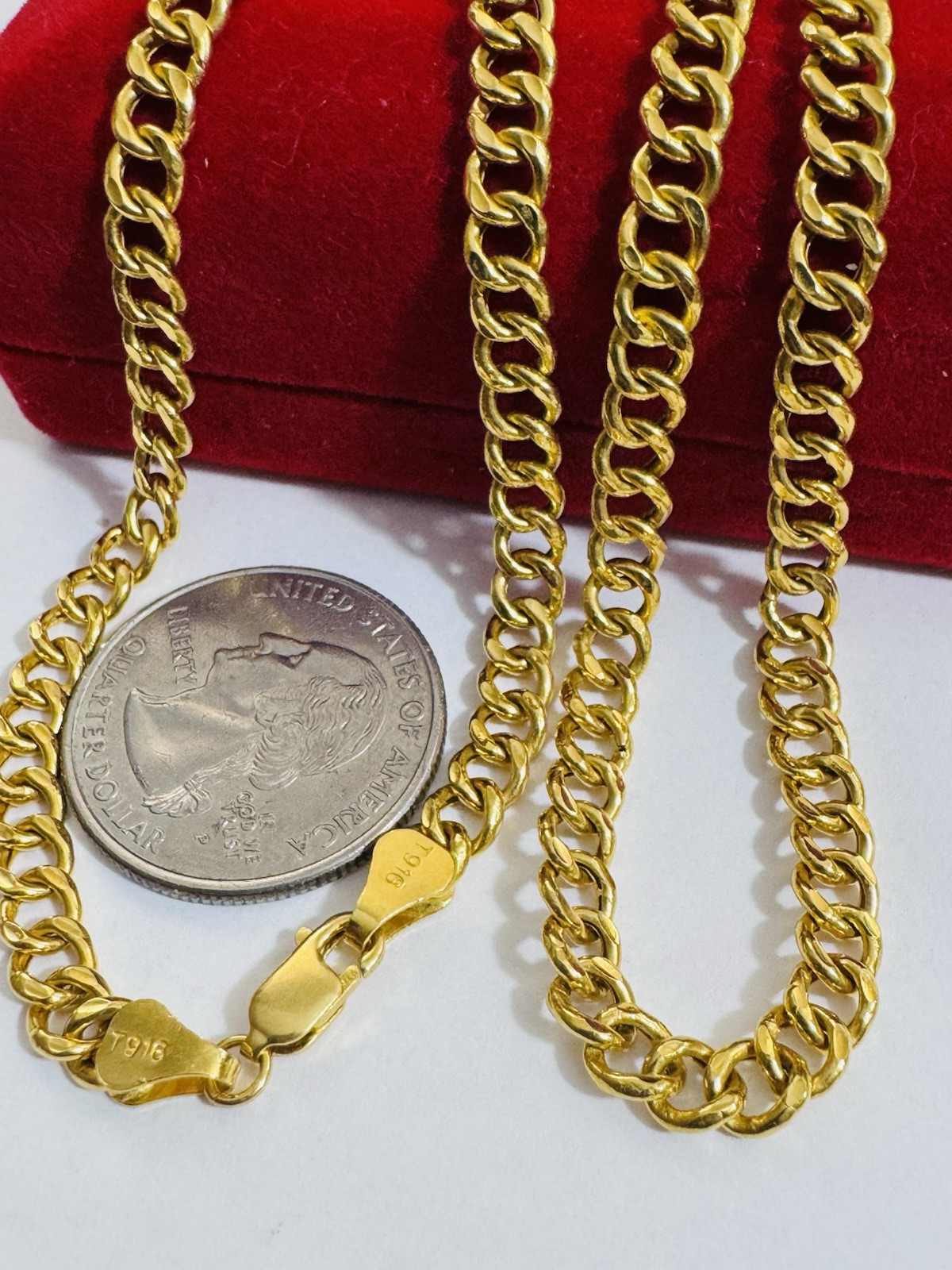 New 22K 916 Fine Real Gold 18”/18.5 inches Curb Necklace 11.9g 5mm Womens