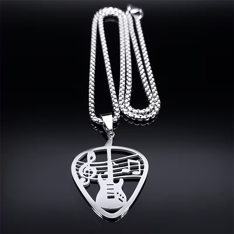 Guitar Pick Necklace Instrument Jewelry 304 Stainless Steel Music Pendant