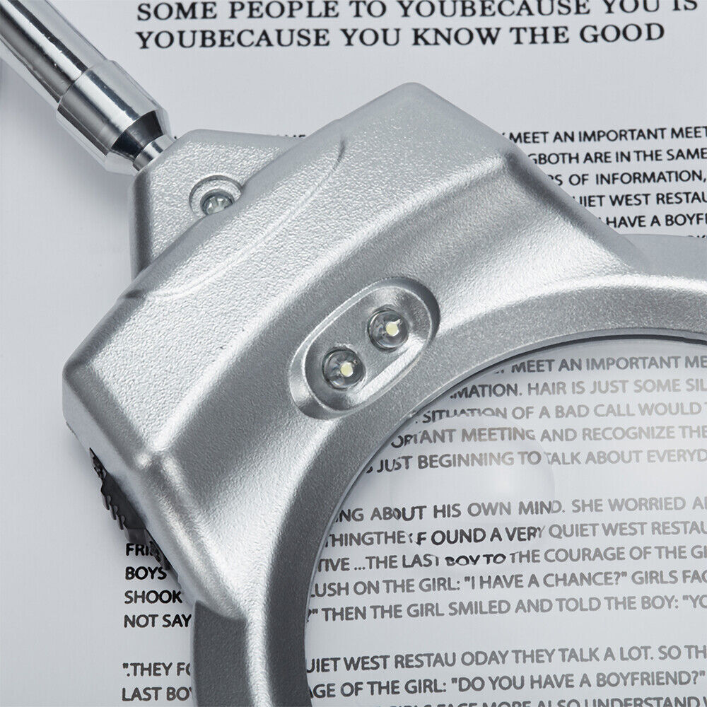 Magnifying Glass LED Light Hands Free Desk Lamp with Clamp Reading Close Work