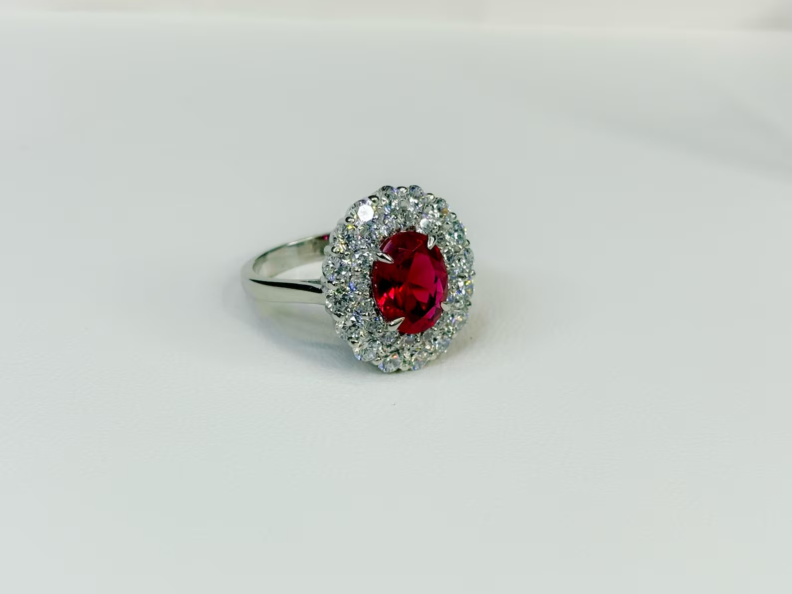 2.50 Ct Natural Red Ruby Diamond Anniversary Ring 14K Solid White Gold Size 6.5