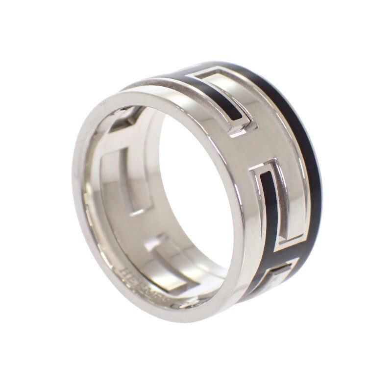 Hermes Move Ash Ring US6-6.25 Silver 925 Black #53 441604