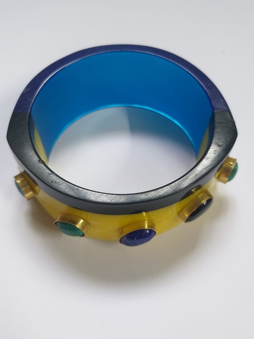 Beautiful Double Color Resin Bangle Bracelet Handmade Bangle Summer Jewelry Gift