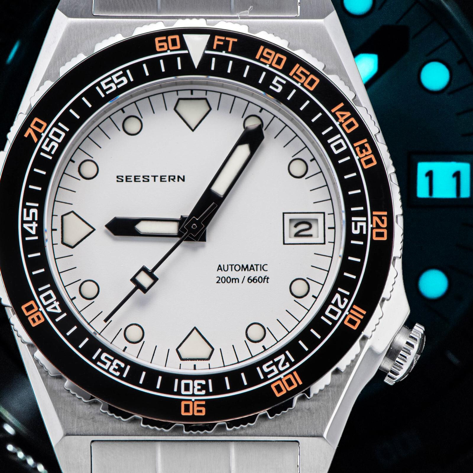 Seestern V3 S407-600T.W Genuine Ceramic Bezel 200m DIVER’S Sport Watch WHITE