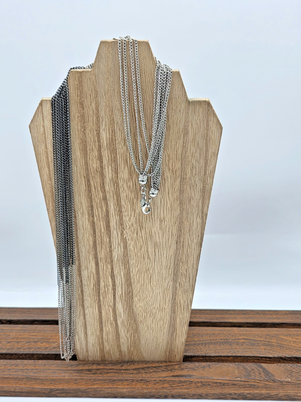 Premier Designs MANHATTAN Necklace Gunmetal Silver 7 Strand Layered Look 36 Inch