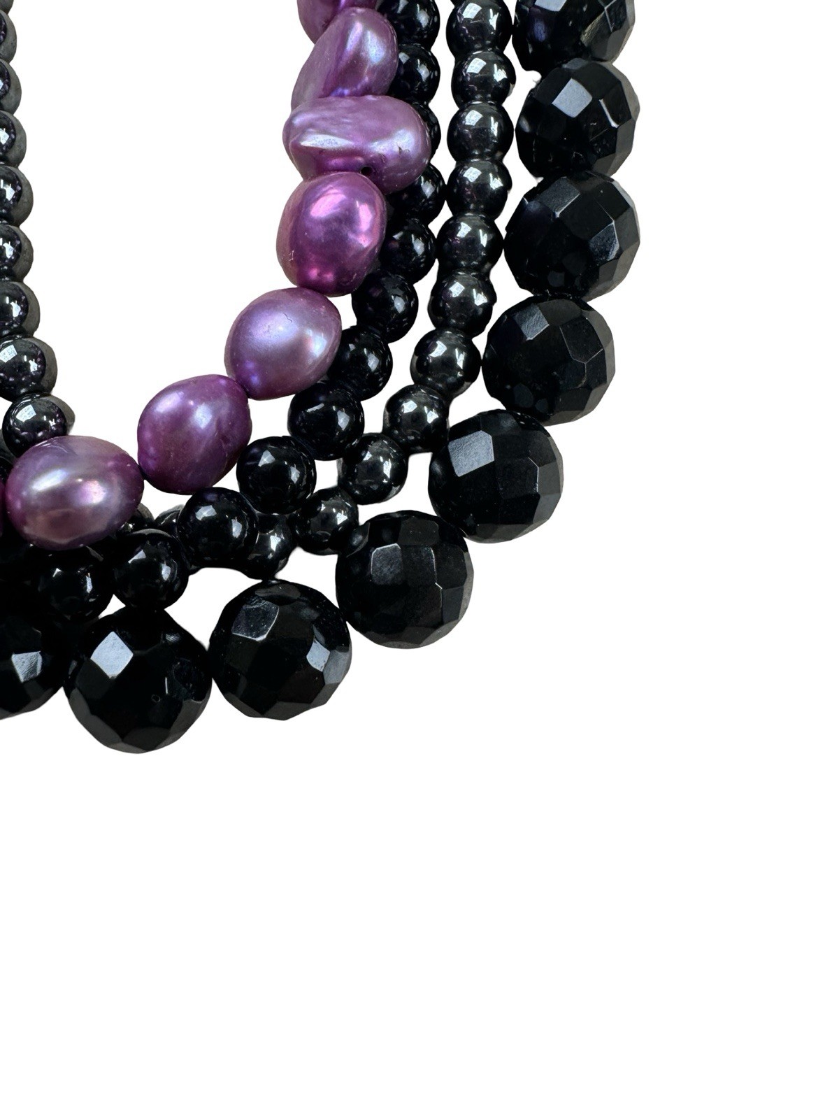 Vintage 14K Gold .585 PJS Clasp Dyed Freshwater Pearl Multi Strand Necklace 18”