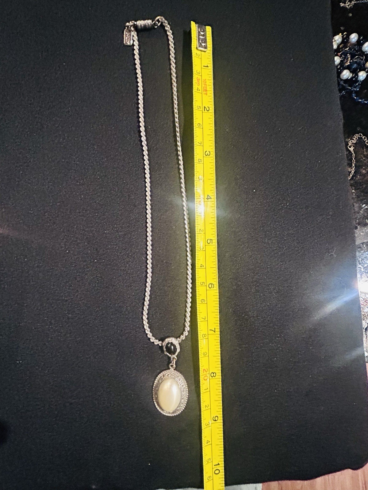 1928- Silver Tone Rope Chain Necklace Oval Pendants Vintage Inspired.