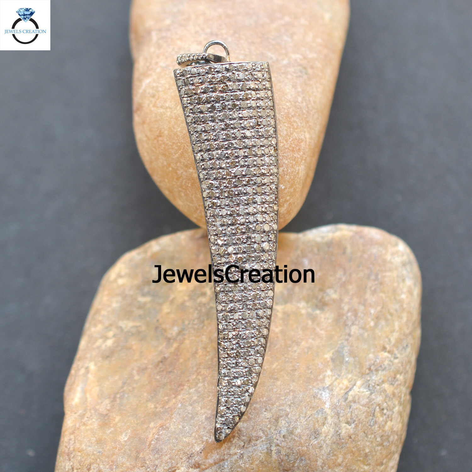 Sale!! Diamond Horn Pendant 925 Sterling Silver Pendant 16″ Link Chain Jewelry
