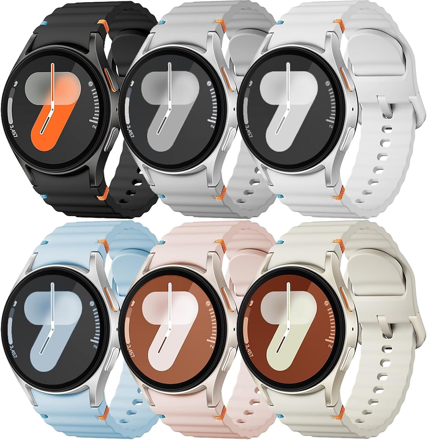 6 Pack Soft Silicone Strap Watch Band For Samsung Galaxy Watch 4 5 6 7 40-47mm