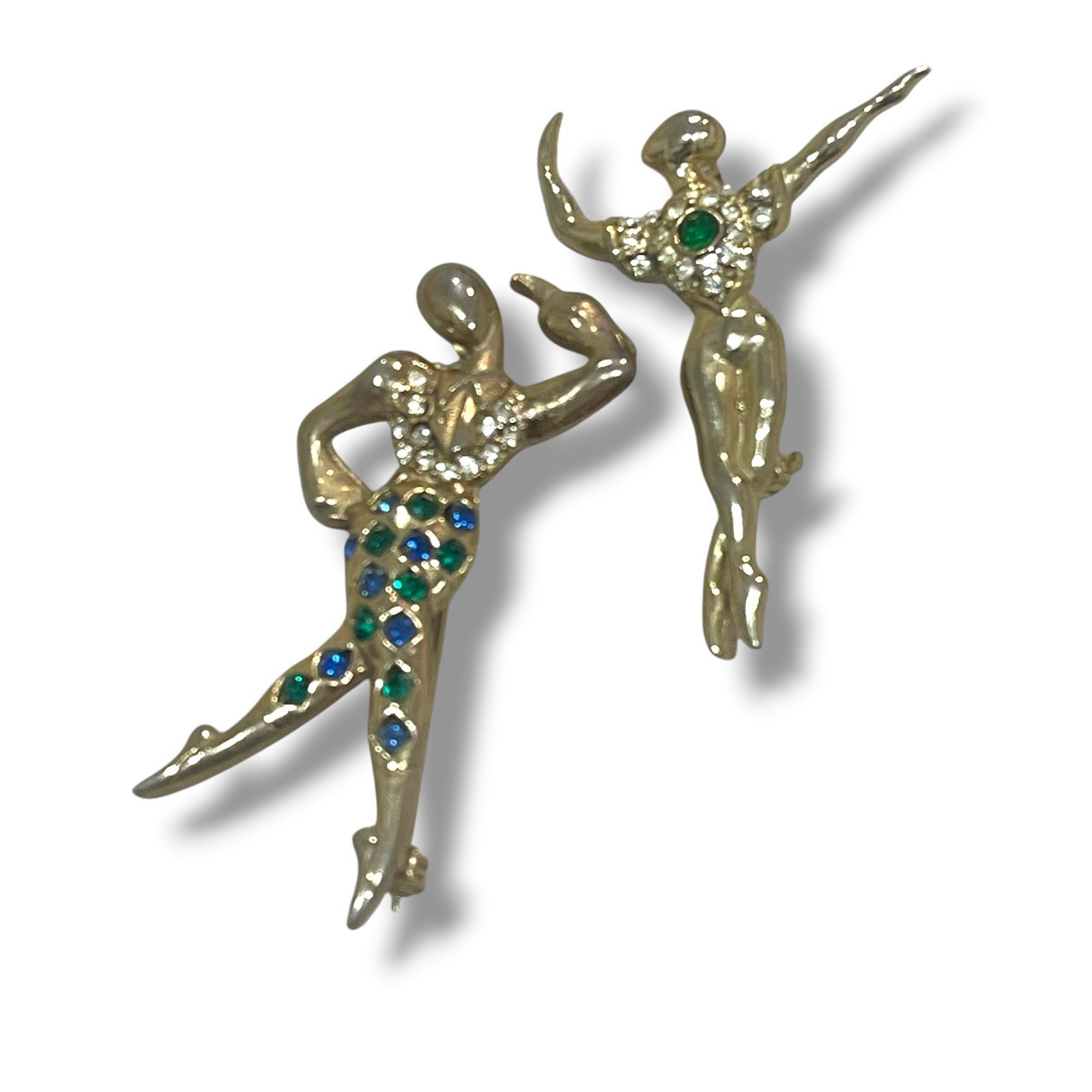 Harlequin Dancer Scatter Pins Vtg Bejeweled French Ballet Carnival Male & Female