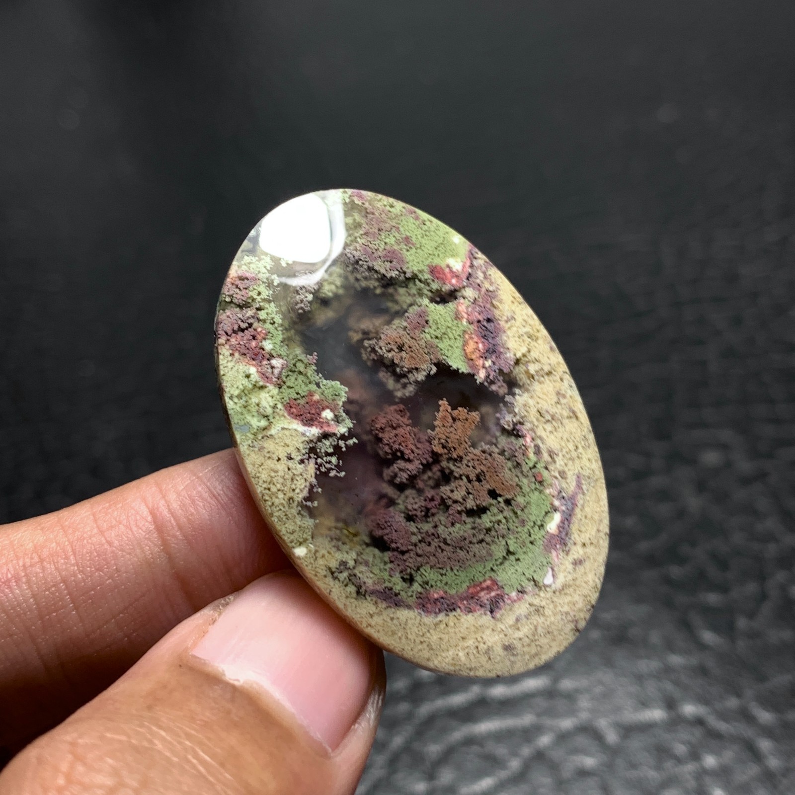 Scenic Moss Agate Cabochon 40x27x6mm High Quality 48 ct