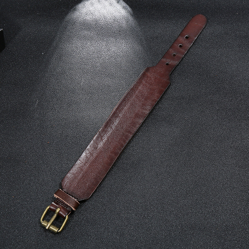 Men Women Punk Wide 3cm Leather Belt Wristband Bangle Cuff Bracelet Adjustable