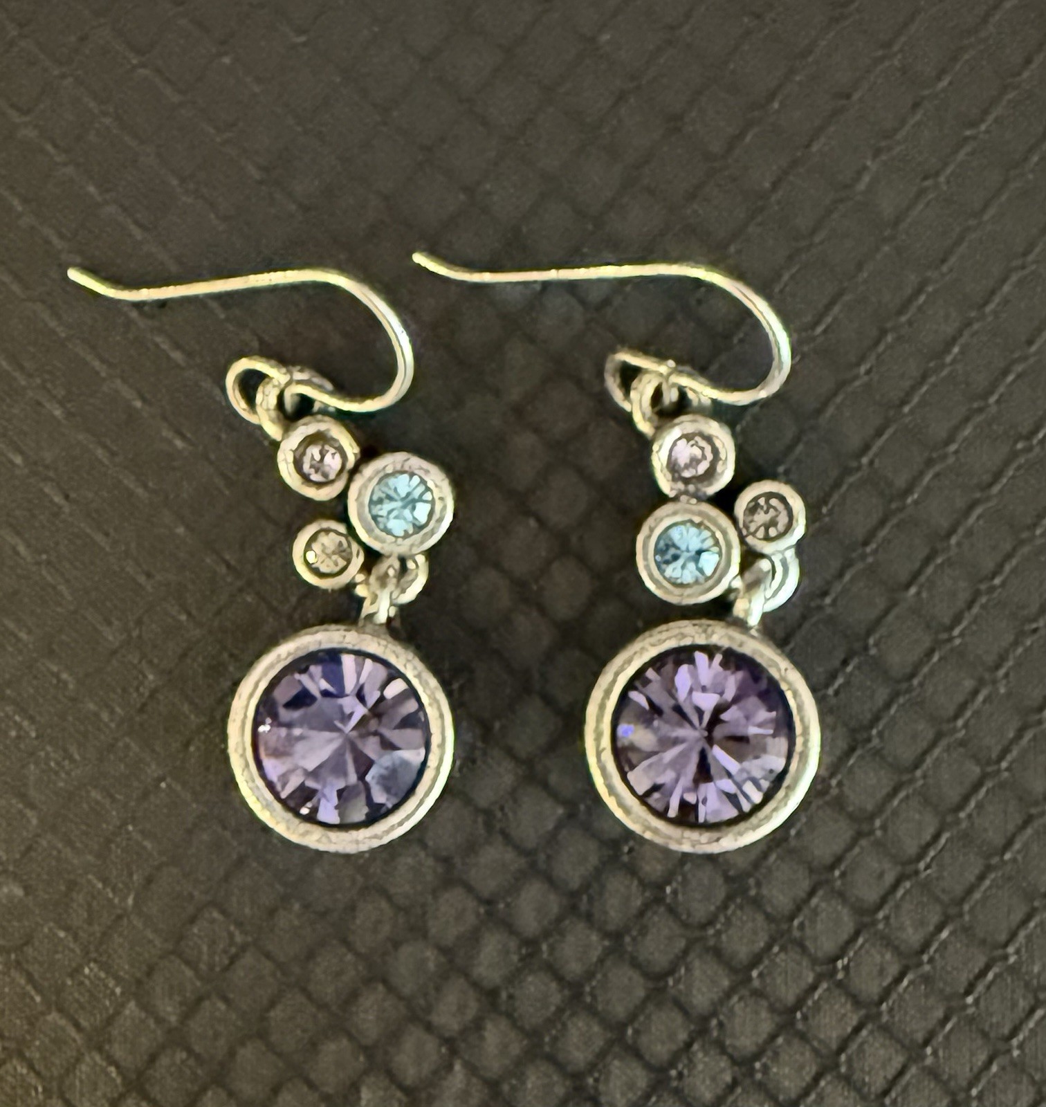 NEW Patricia Locke SILVER / SILK LENA Crystal EARRINGS Handcrafted USA NWT ’13