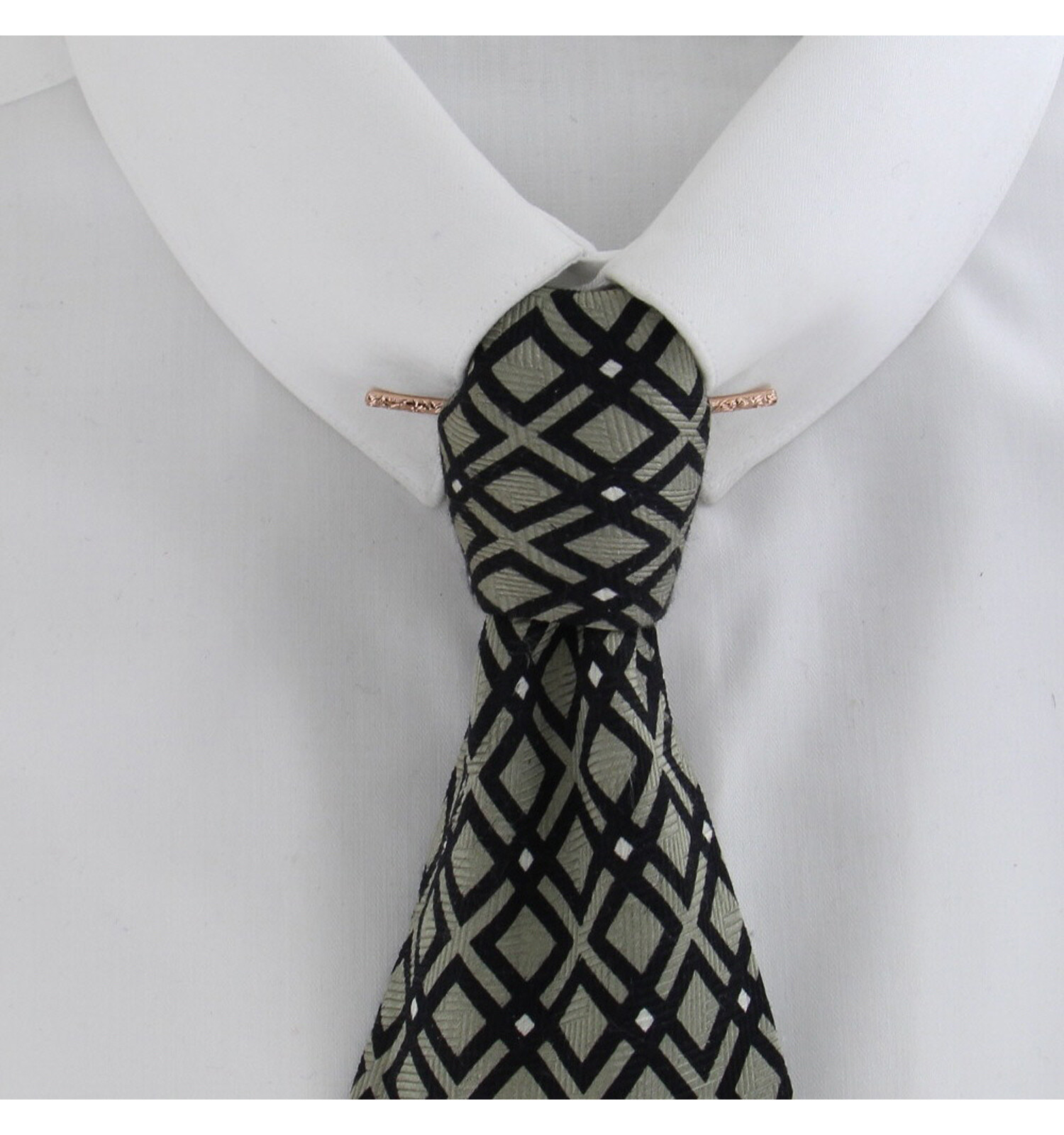 Ky & Co Rose Gold Tone Mens Floral Collar Bar Clip 2 1/8″ Made in USA
