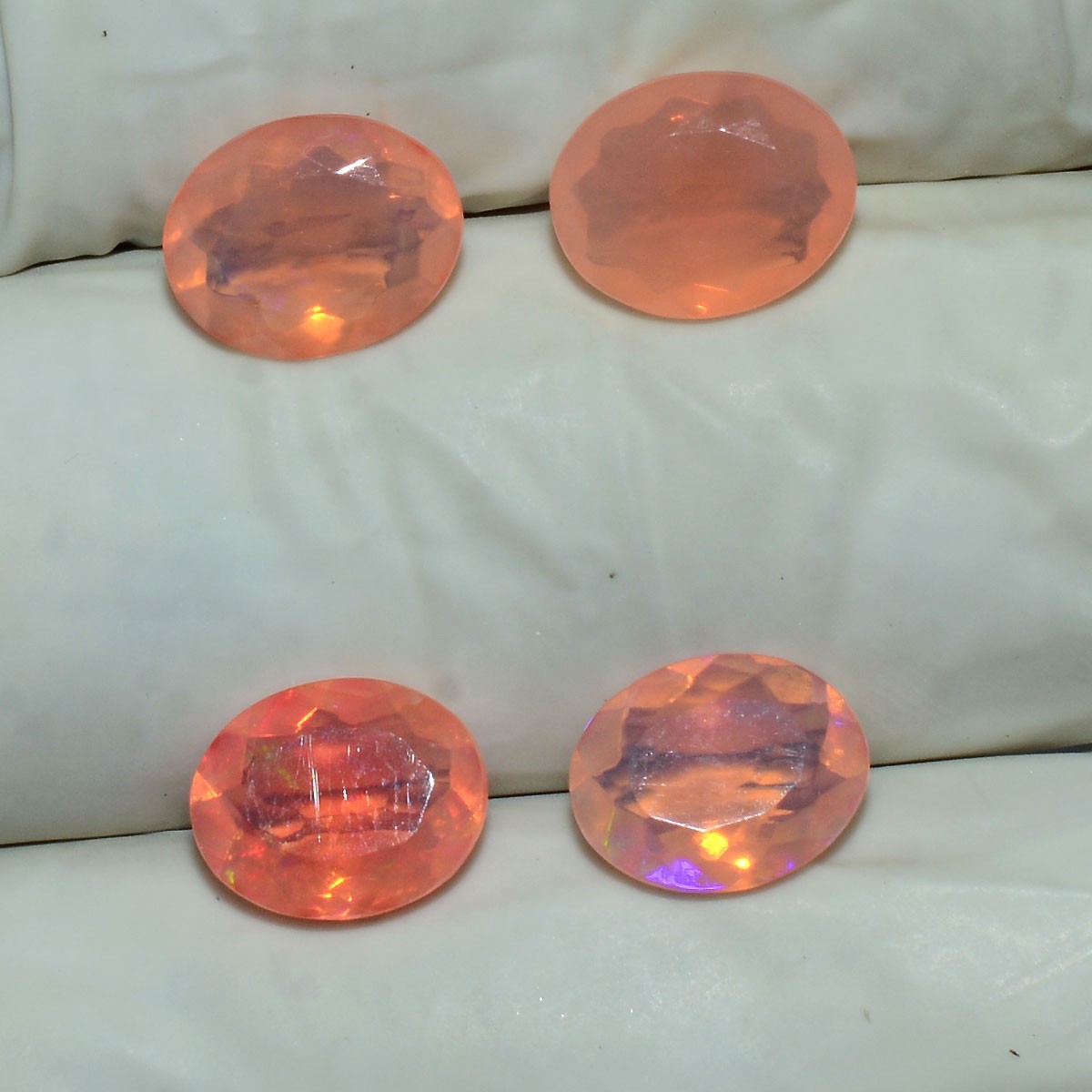4 Pcs Natural Ethiopian Opal 10mmx8mm Play Of Colors Oval Faceted Cut Gemstones