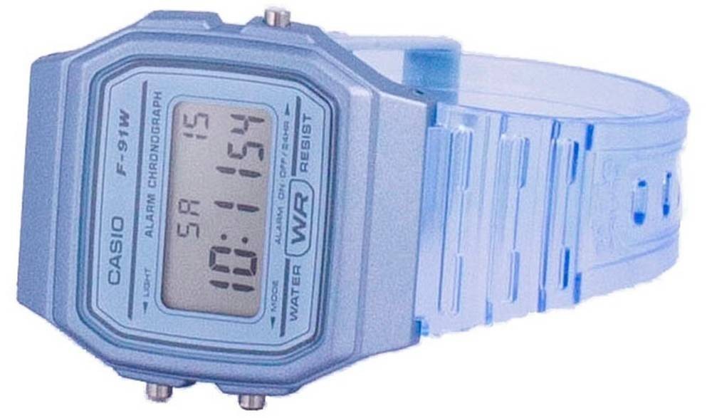 Casio Youth Blue Resin Digital Sports Grey Dial Quartz F-91WS-2 Unisex Watch