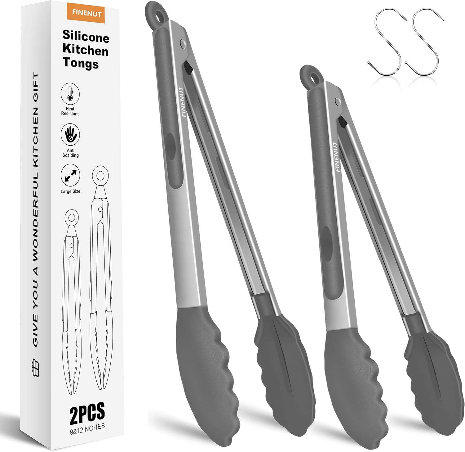 Strong Grip Silicone Tongs Set (9” & 12”) – Heat Resistant & BPA-Free