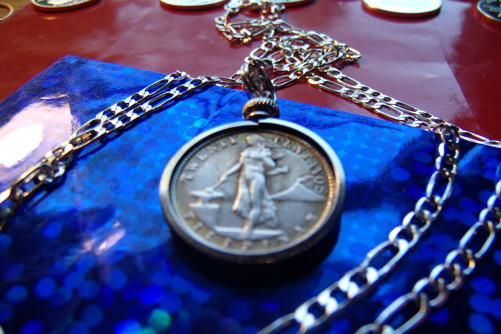 1945 Philippines Silver Perched Eagle USA Coin Pendant on a 22″ 925 Silver Chain