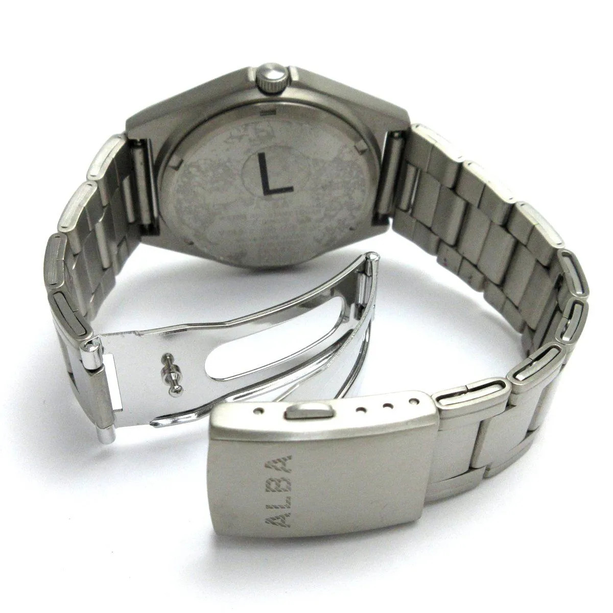 Seiko Alba Men’s Titanium Day-Date Watch with Arabic Numerals and Lumibrite