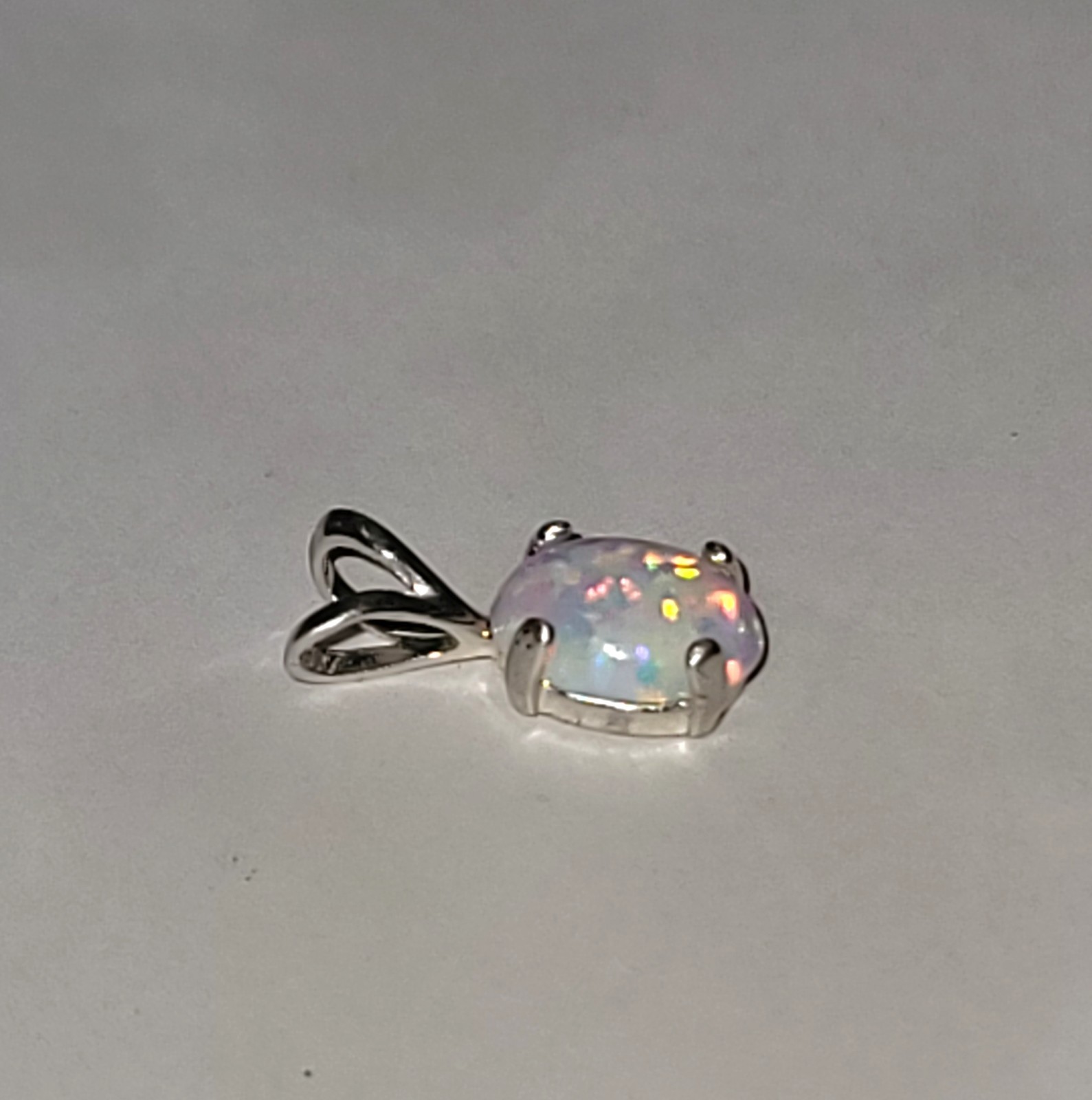 Australian Fire Opal Pendant Natural 8×6 Oval 925 Sterling Silver (SEE DETAILS)