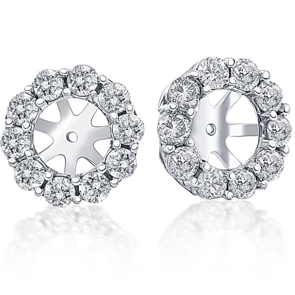 14K White Gold 1/2 Ct. Diamond Studs Earring Jackets (up to 6mm)