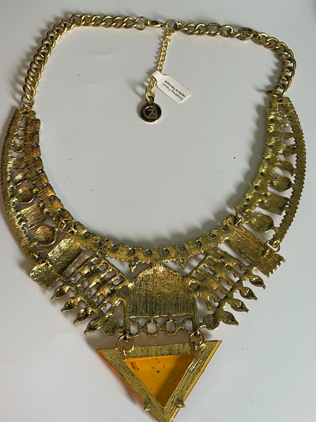 7 Charming Sisters “Smashing Preconceptions” Gold Tone Statement Necklace, NEW