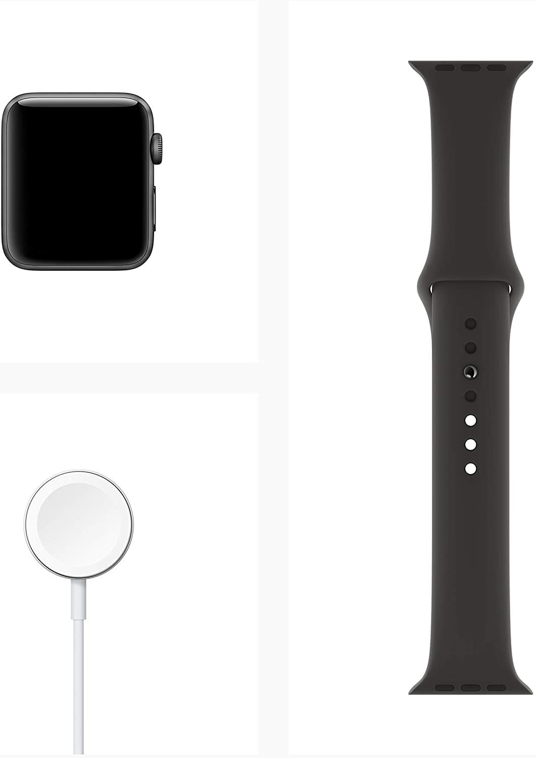 Apple Smart Watch 3 GPS 42mm Space Gray Aluminum Case Black Sport Band MTF32LL/A