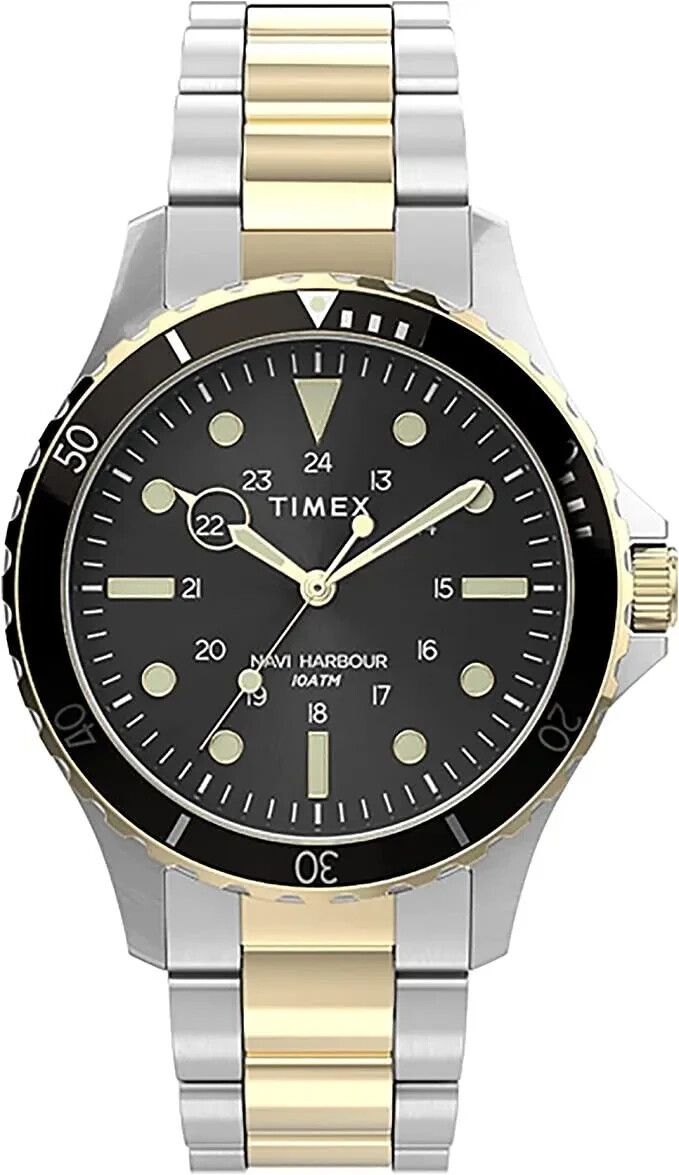 Timex TW2U55500 Navi Harbor VQ Black Dial Two-Tone Stainless Band Men’s Watch
