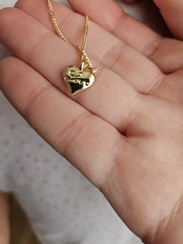 1 Gold Plated Heart Love Women Beuty Fashion Engraved Chain Necklace (Foreign Shipping)
