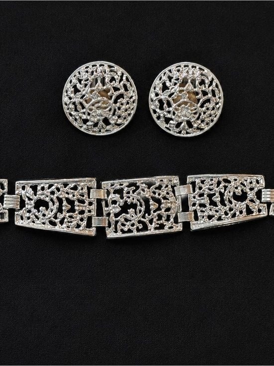 Vintage Sarah Coventry Silver Tone Filigree Bracelet & Earrings Set