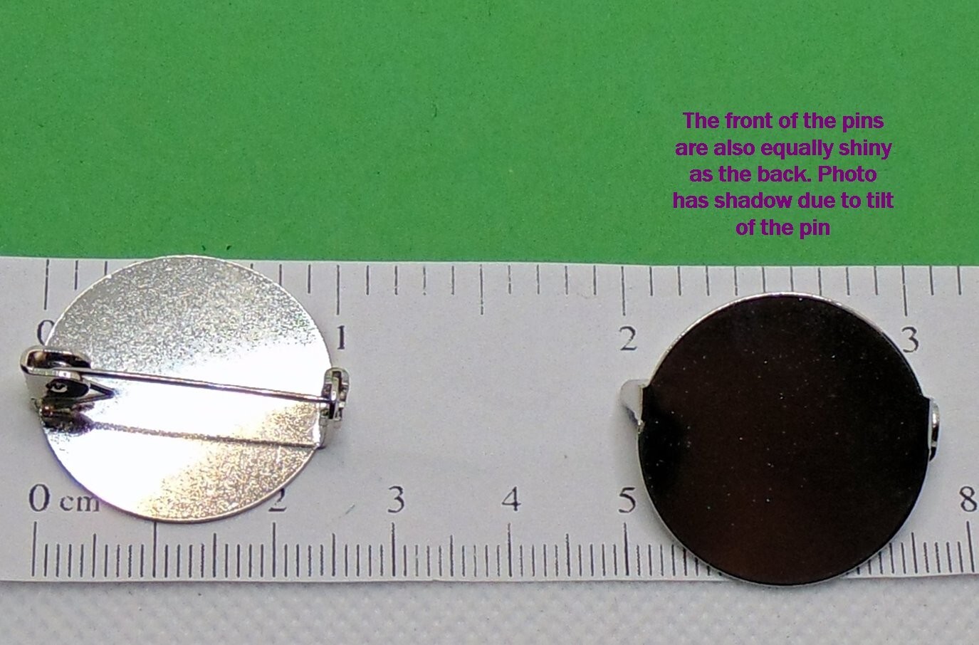 Metal Round Pin Back 1″ disc (25mm) Blank Pad Findings Plain Silver Flat Pad