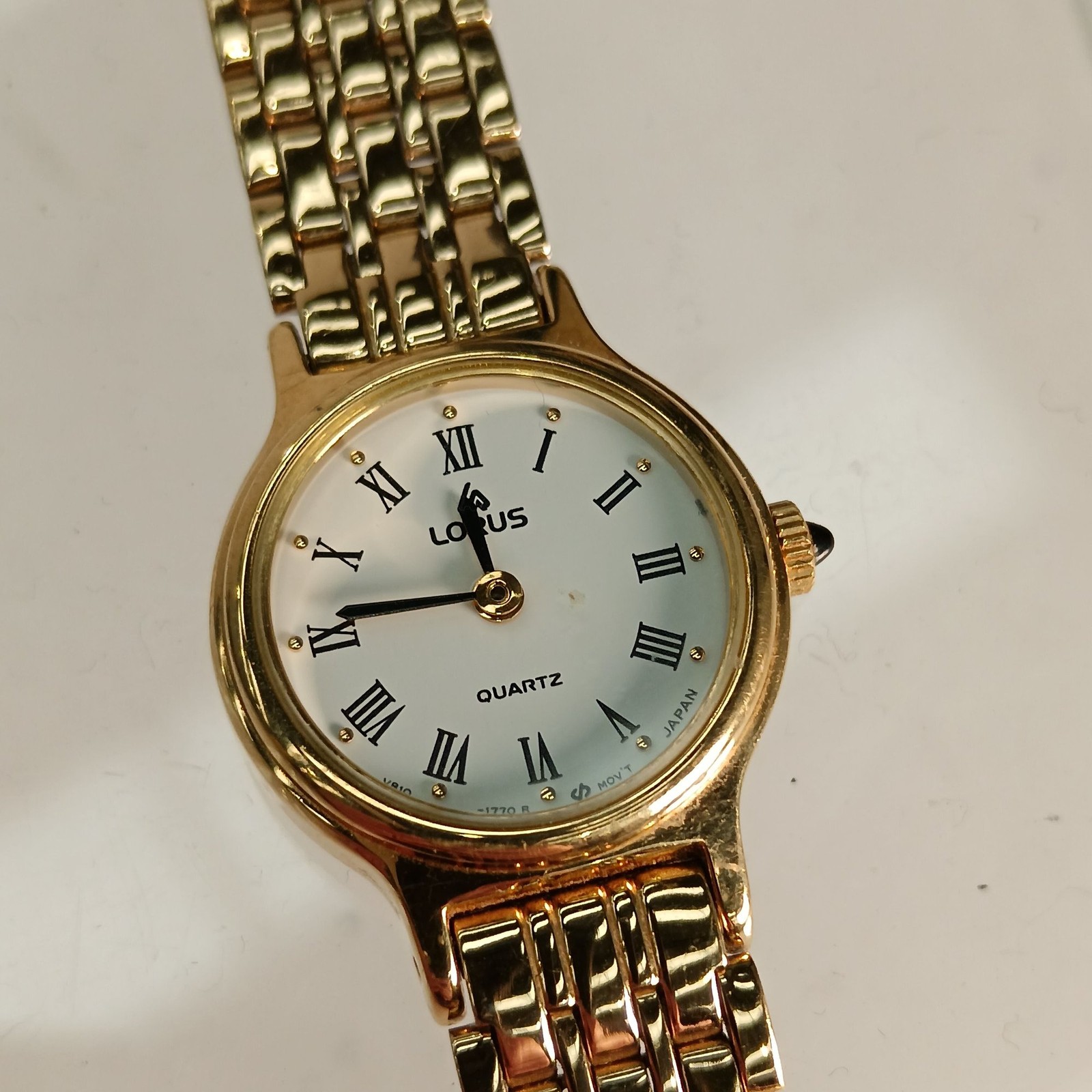 Lotus Ladies Quartz Wristwatch Gold Tone Roman Numerals Vintage Repairs Preloved