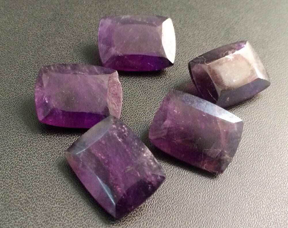 15x20mm Amethyst Stone, Rectangle Table Cut Faceted Pointed Back Amethyst, 2 Pcs