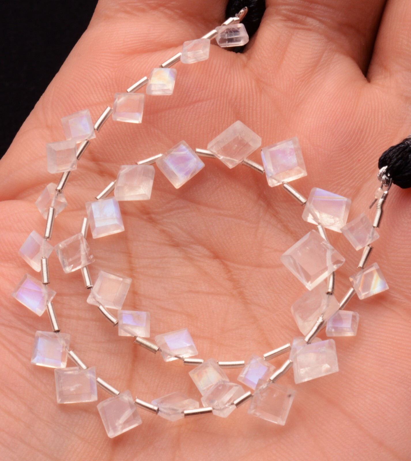 Blue Fire Rainbow Moonstone 4 to 6 mm Size Jewelry Making Beads 9″ Strand