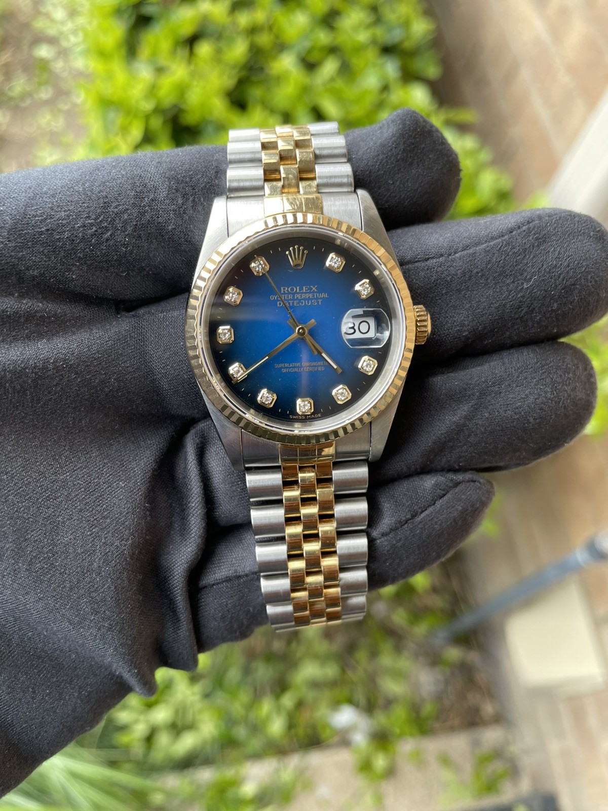 Rolex Datejust 16233 original blue vignette Diamond Dial 36mm