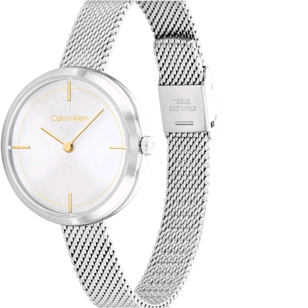 Calvin Klein Iconic Women’s Quartz Mesh Bracelet Watch Stainless Steel Silver