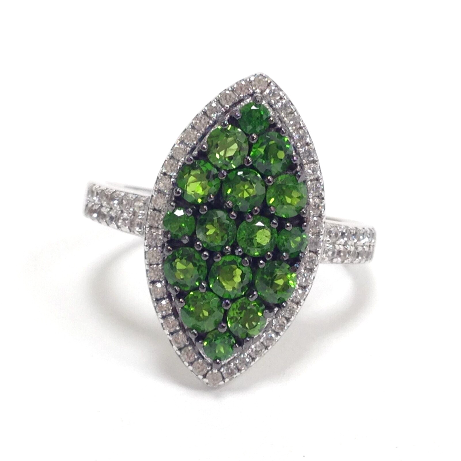 FZN Fuzion Creations Sterling Silver Green Chrome Diopside Cluster Ring Sz 11.75