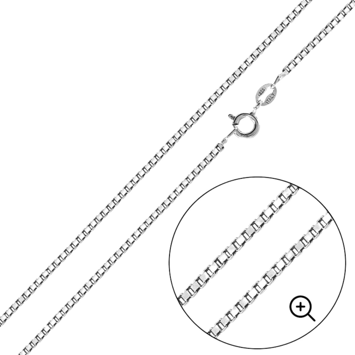 925 Sterling Silver Box Chain Necklace Wholesale 0.8mm 1mm Made in Italy