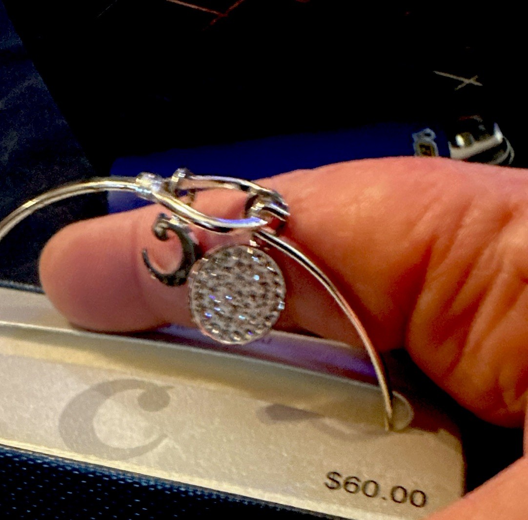 Kohl’s Silver Plated Clear Crystal Dangle Charm Bangle Bracelet, 541148-C