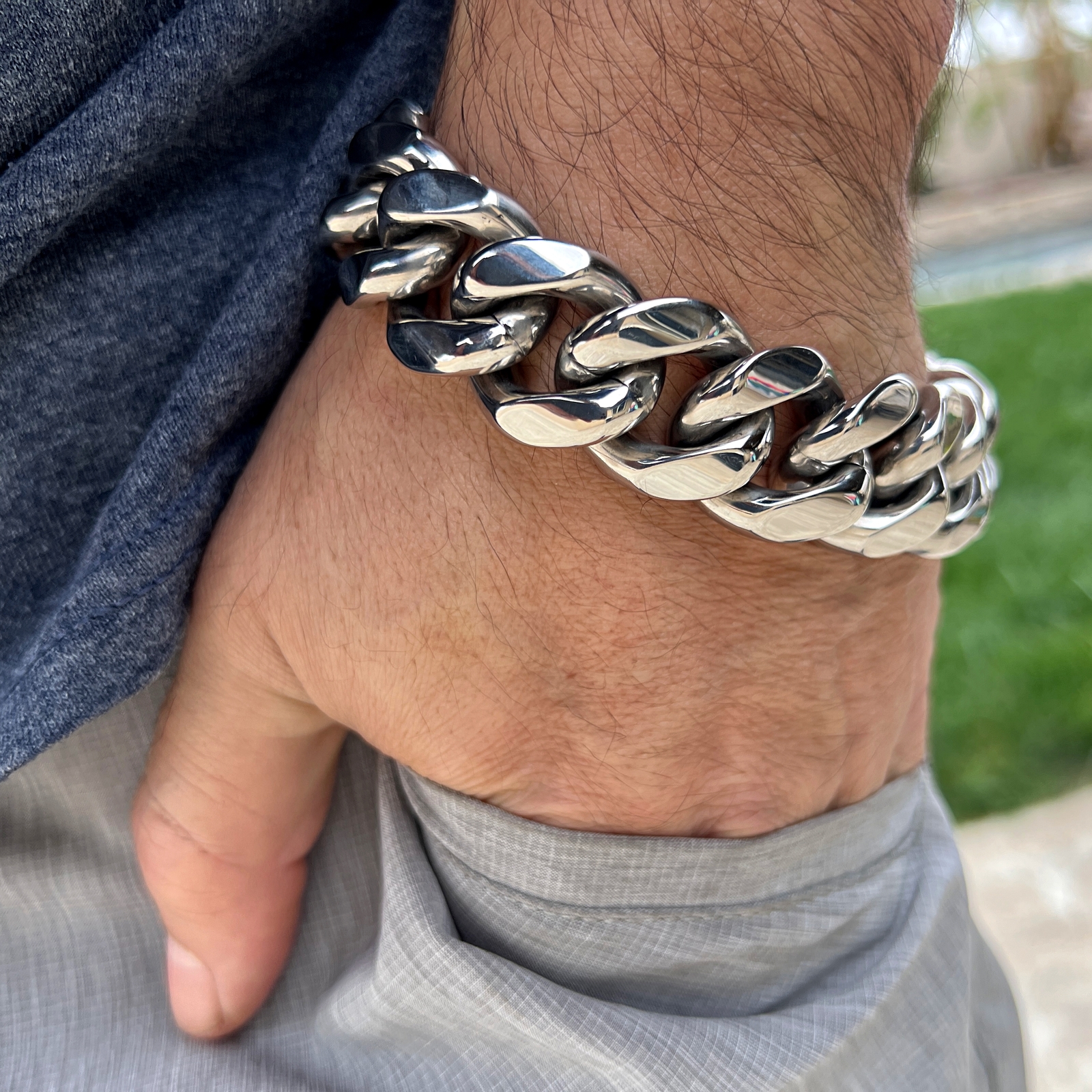 Men 316L Stainless Steel Miami Cuban Link Heavy Hip Hop Bracelet 22MM Thick 9.5″