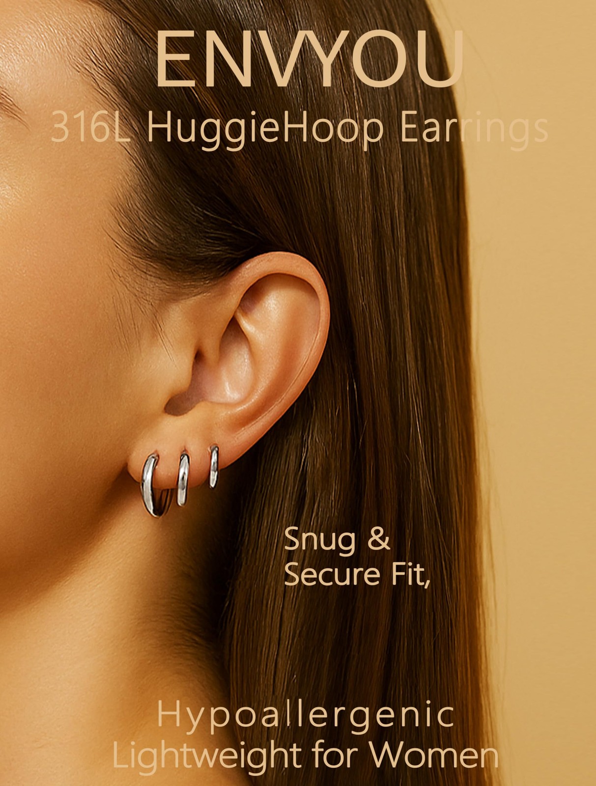 316L Surgical Steel Huggie Hoop Earrings | Dainty Pave Cubic Zirconia Cartila…
