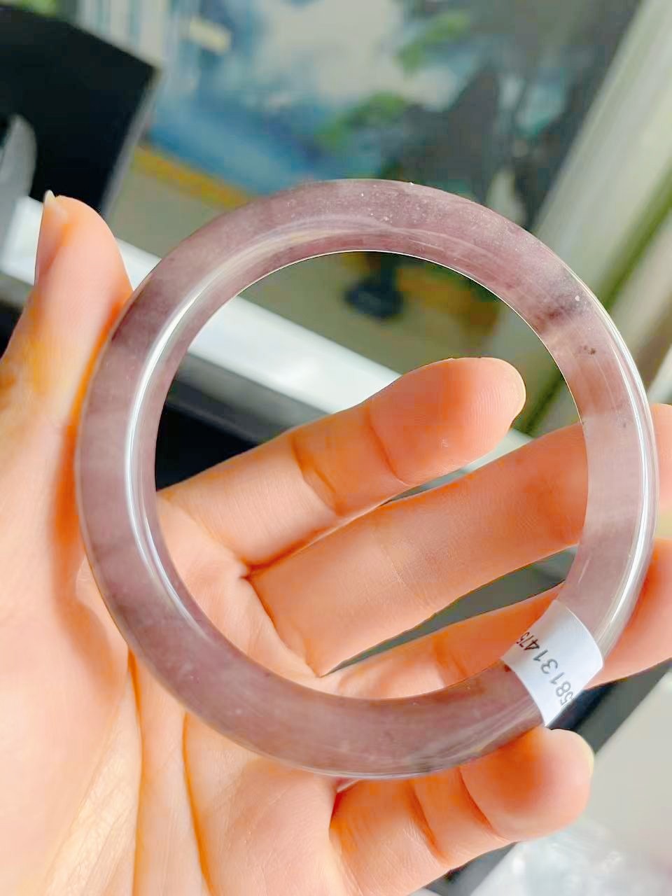 Certified Grade A purple 55-56mm Natural Burma Jade jadeite Bangle Bracelet