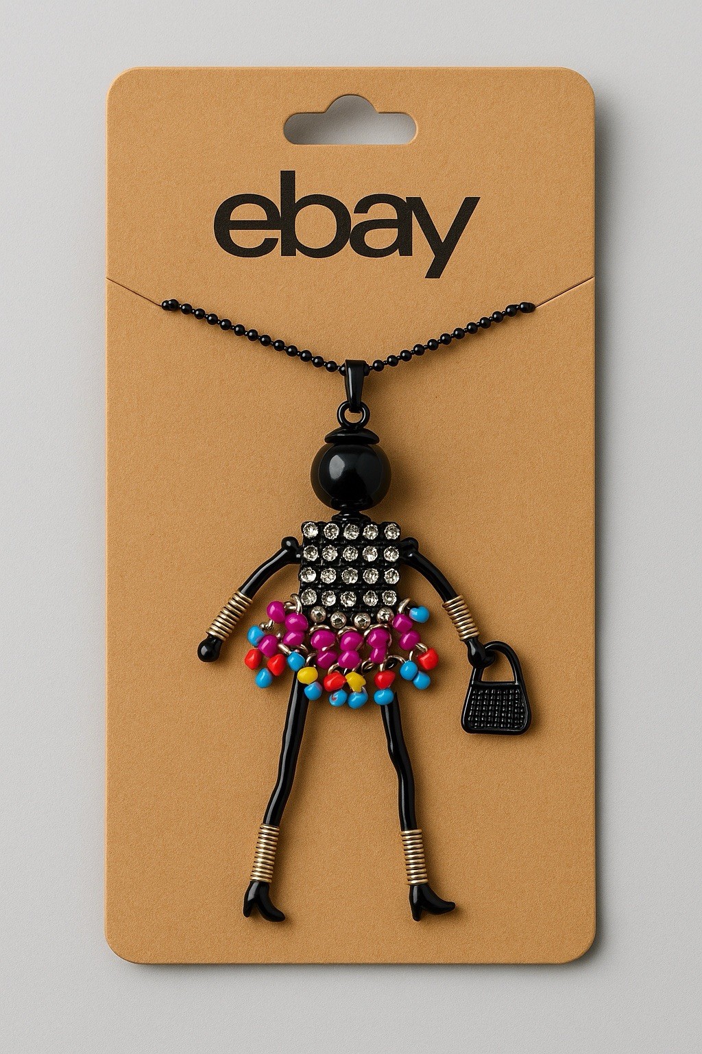 ✨ Handmade African Doll Pendant Necklace – Supports Charity ✨