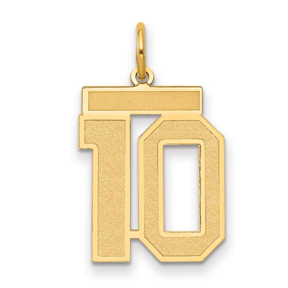14k Yellow Gold, Jersey Collection, Medium Number 10 Pendant
