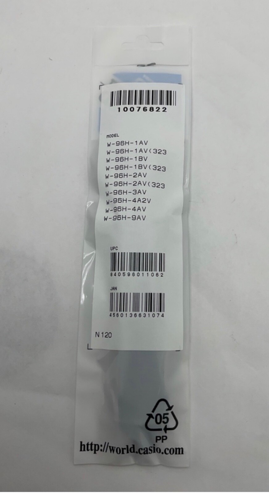 CASIO W-96H-1BV Original BLACK Rubber Watch BAND Strap W-96-2AVH
