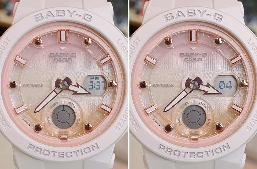 Casio Baby-G BGA-250-7A2DR Beach Traveler White Pink Analog Digital Watch 100M