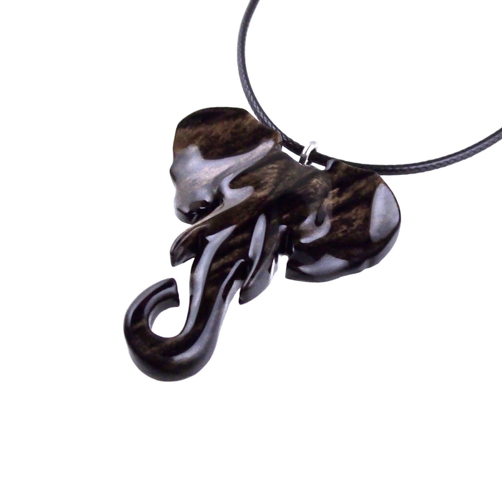 Elephant Necklace Pendant – Hand-Carved Wooden Animal Jewelry for Men and Women